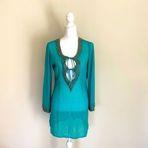 Ibiza turquoise kaftan w/beading
